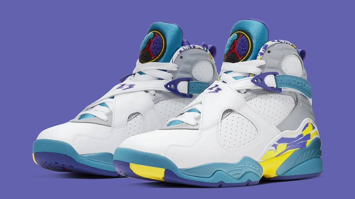 The popular women's version of the Air Jordan 8 Retro 'Aqua' is rumored to return on July 12, 2019, with a retail price of $190. 
