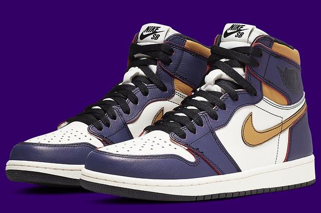 Jordan 1 sb store lakers on feet