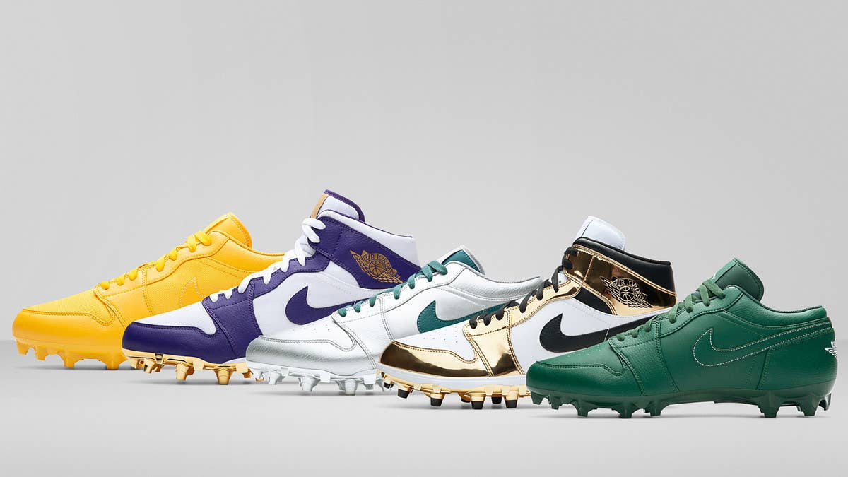 Here are the Air Jordan 1 player exclusive cleats for NFL Opening Day for Tyrann Mathieu, Earl Thomas, Alshon Jeffery, Michael Thomas, and Le'Veon Bell.