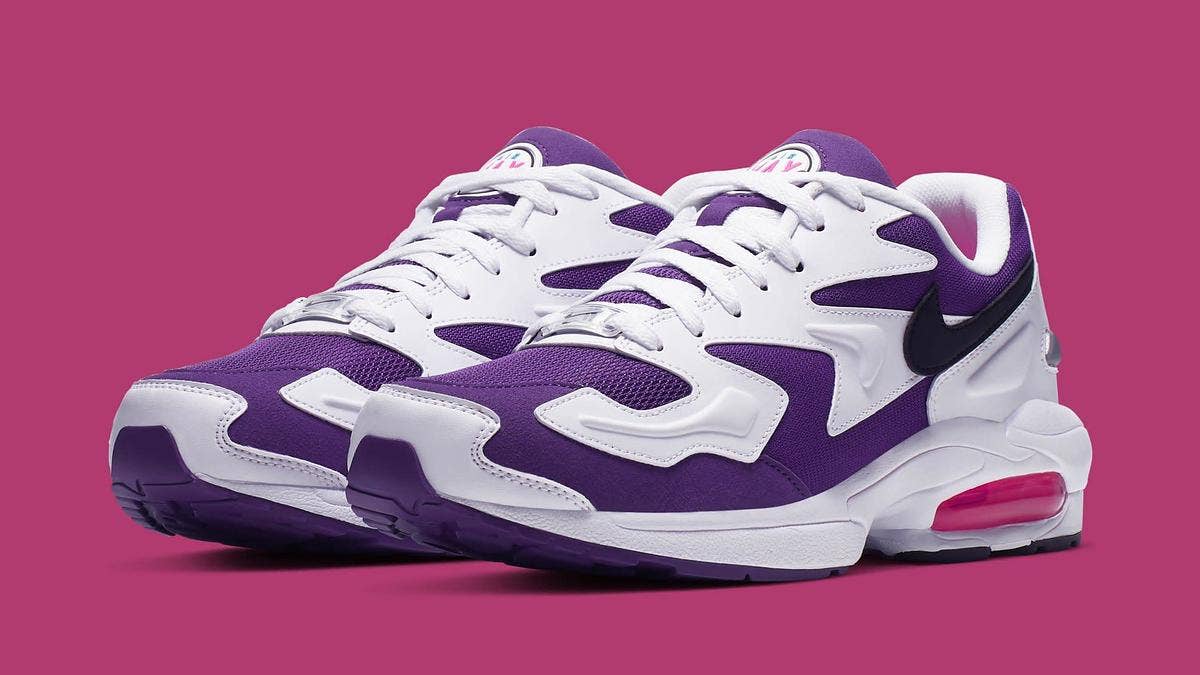 Official images of the 'Court Purple' Nike Air Max2 Light retro have surfaced. Check out official release details for the '90s runner here. 