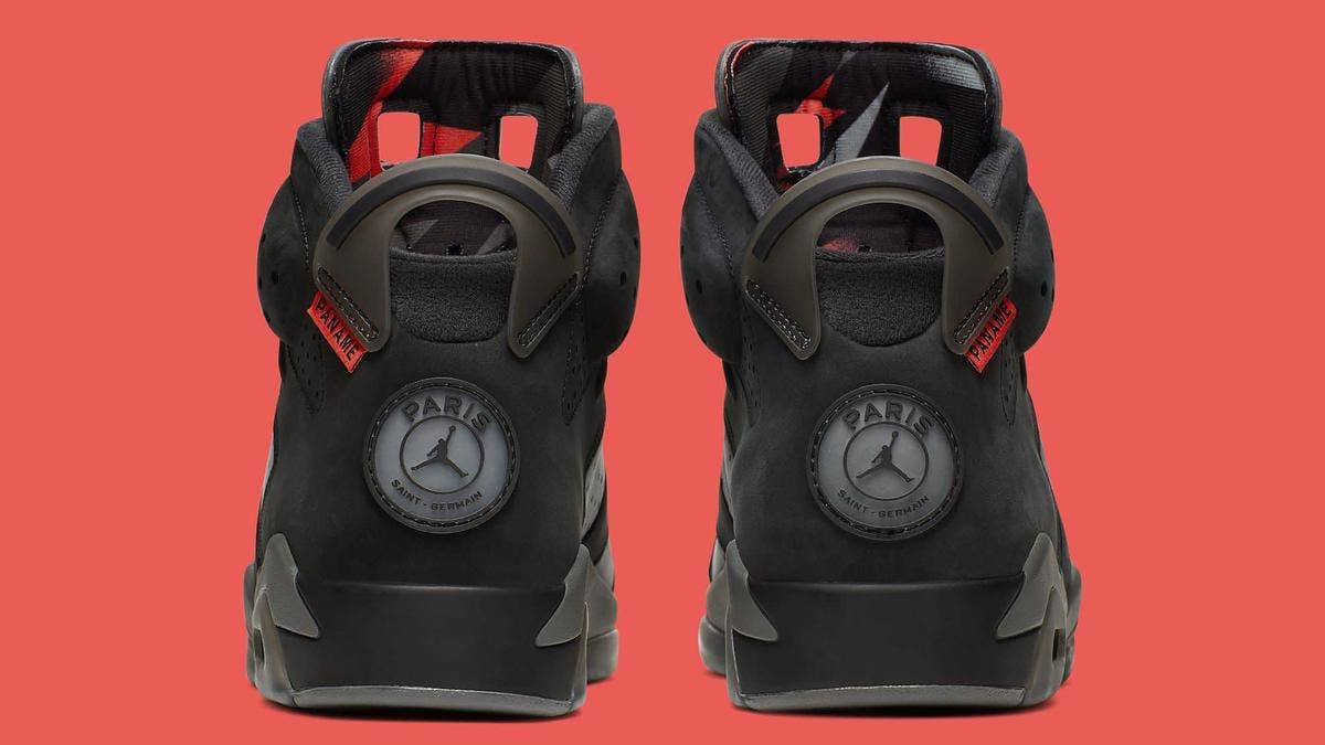 In collaboration with the soccer club Paris Saint-Germain, this Air Jordan 6 Retro 'PSG' is scheduled to release on Aug. 10, 2019, for $225. 