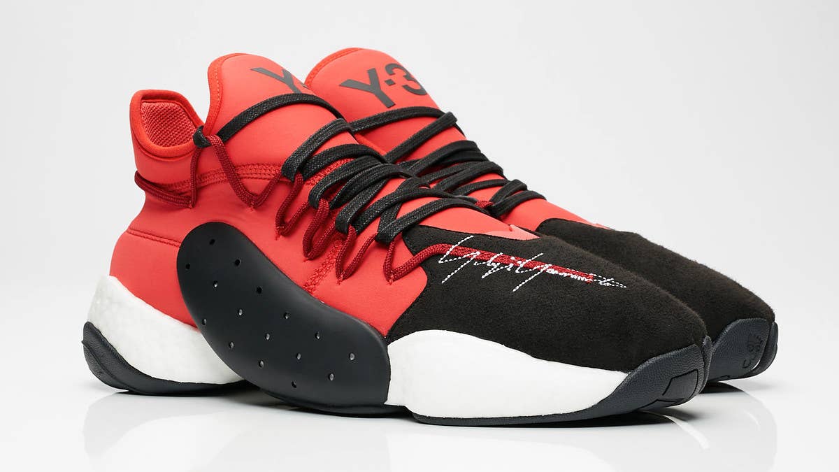 Adidas and Y-3 are releasing another colorway of the pricey BYW Bball silhouette in black and red. The neoprene and suede upper was originally debuted as a part of a collection with NBA superstar James Harden.
