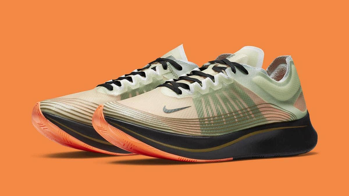 The Nike Zoom Fly SP is beginning to arrive at select retailers in a 'Medium Olive' colorway reminiscent of the highly-coveted UNDFTD x Air Jordan 4 from 2005. 