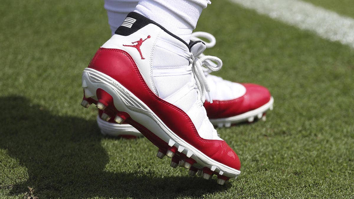 Ahead of the start of the 2018 NFL season, Jordan Brand unveils several Air Jordan 11 XI PE cleats and announces that the Jumpman logo will grace the field for the very first time.