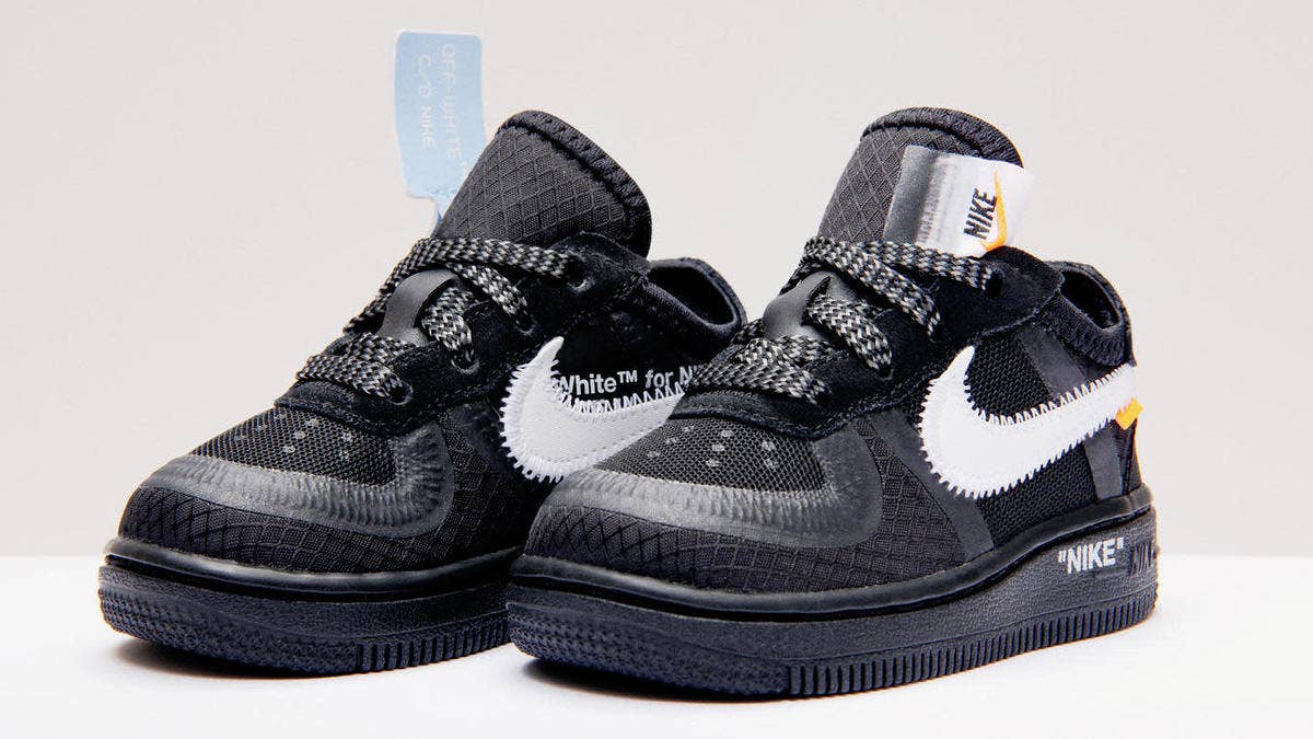 Virgil Abloh's next set of Nike Air Force 1 collaborations featuring black and volt-based colorways will also be releasing in infant and toddler sizing as well.