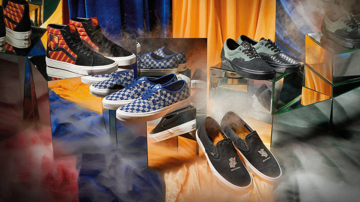 Vans has provided a first look at its upcoming Harry Potter collaboration representing the four houses from the Hogwarts School of Witchcraft and Wizardry.