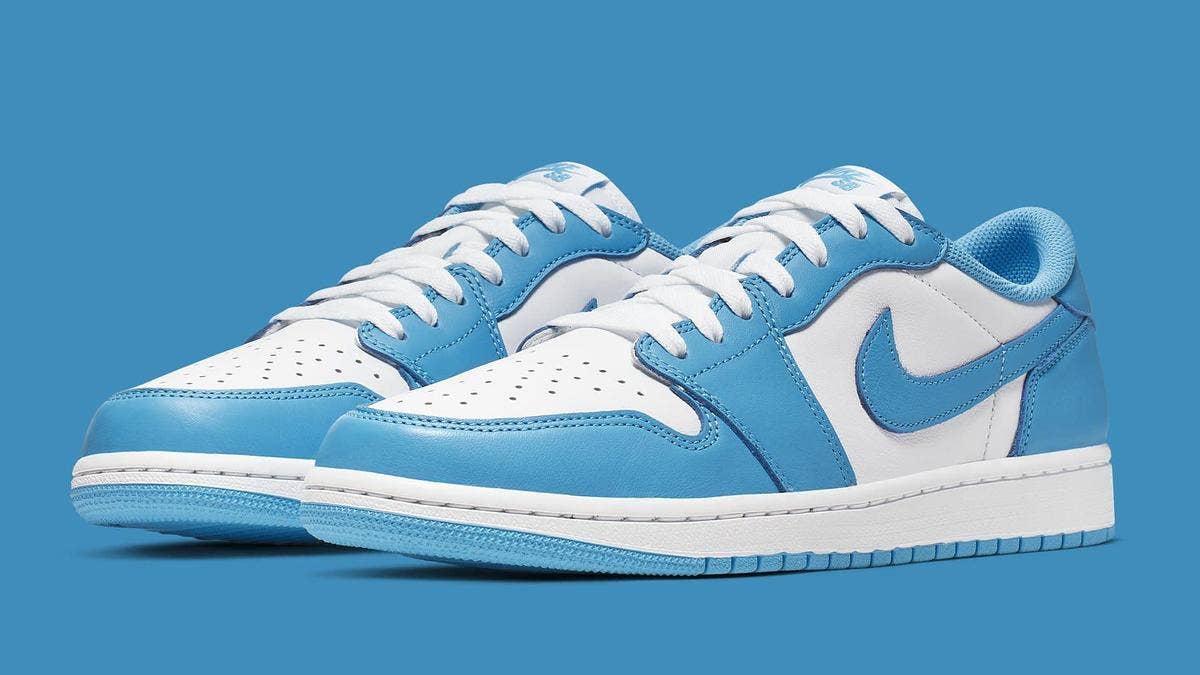Pro skater Eric Koston may have a 'Carolina Blue' Air Jordan 1 Low x Nike SB collab that's rumored to release soon. Find out more info here.