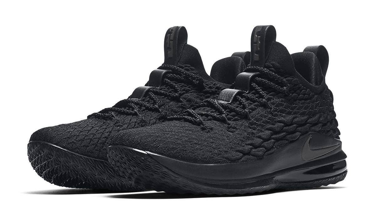 Not bearing Los Angeles Laker makeup, the latest release for LeBron James' signature model dons a popular 'Triple Black' color scheme releasing Aug. 2018 for $150.