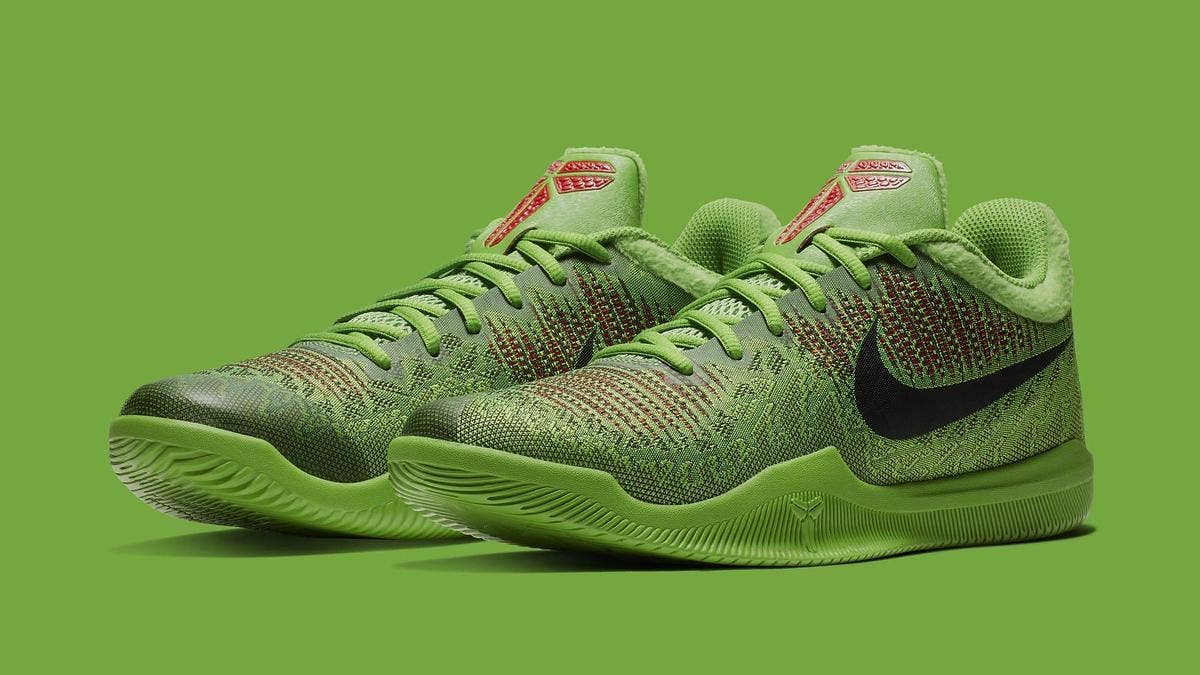 The Nike Mamba Rage EP has surfaced in a new 'Electric Green' colorway. The pair resembles the popular 'Grinch' Kobe 6 with its green upper, red detailing, and fleece accents.