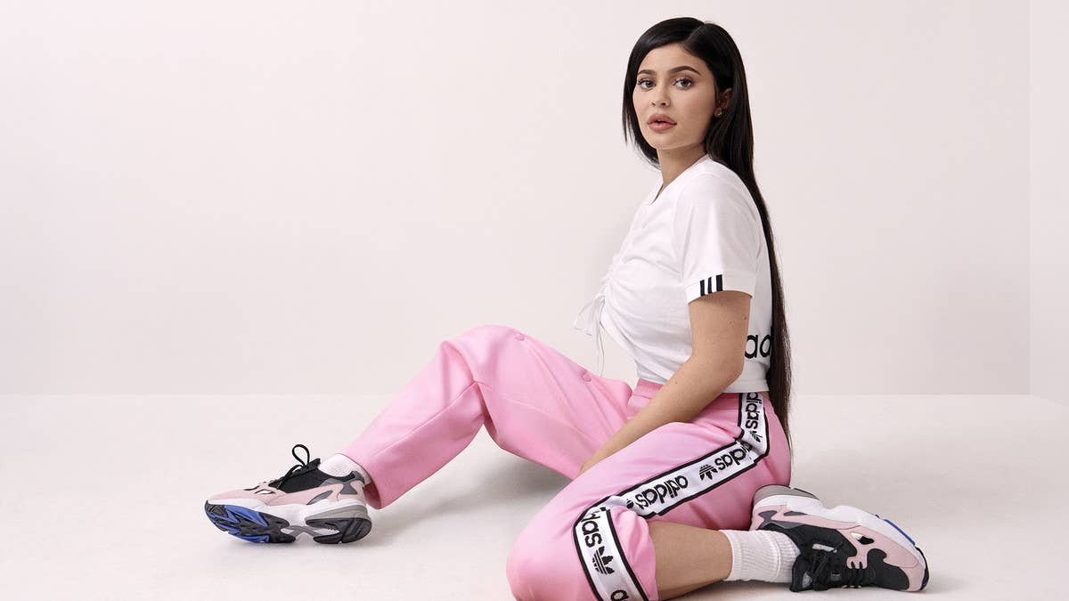 Adidas taps its newest brand representative, Kylie Jenner, as the face for its new Fall/Winter 2018 campaign for the '90s-inspired Falcon silhouette. 