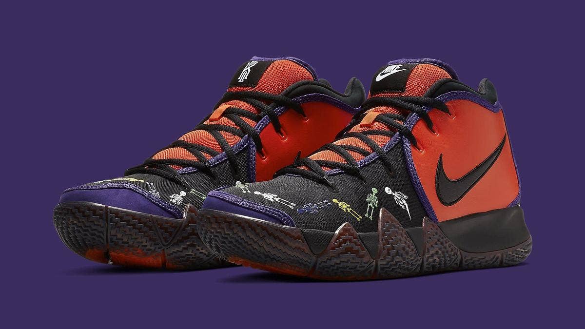 The release date and details for the Nike Kyrie 4 'Day of the Dead' sneakers inspired by the coveted Nike SB Dunk colorway.