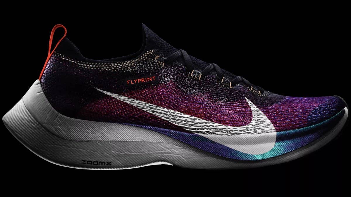 The release date and info for the 3D-printed Nike Zoom Vaporfly Elite Flyprint sneakers worn by world record holding marathoner Eliud Kipchoge.