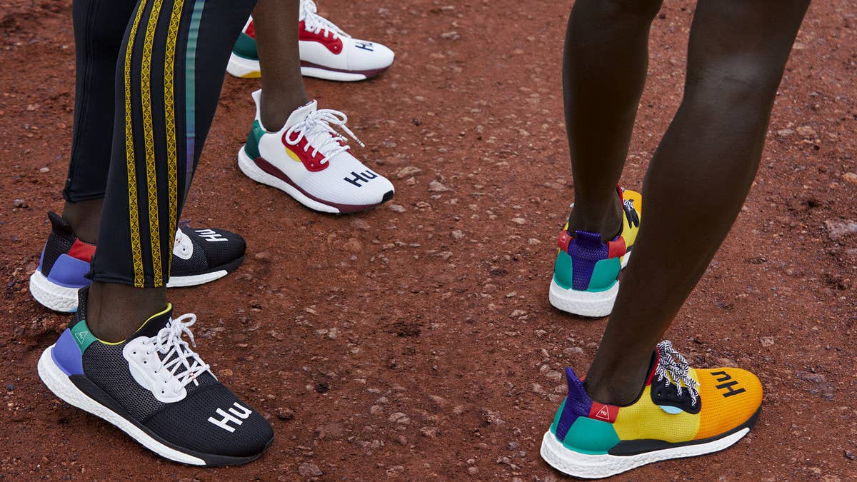 Adidas has officially unveiled Pharrell's latest collaboration. The SOLARHU Glide ST is inspired by East Africa's long distance running culture and will release in three colorways. 