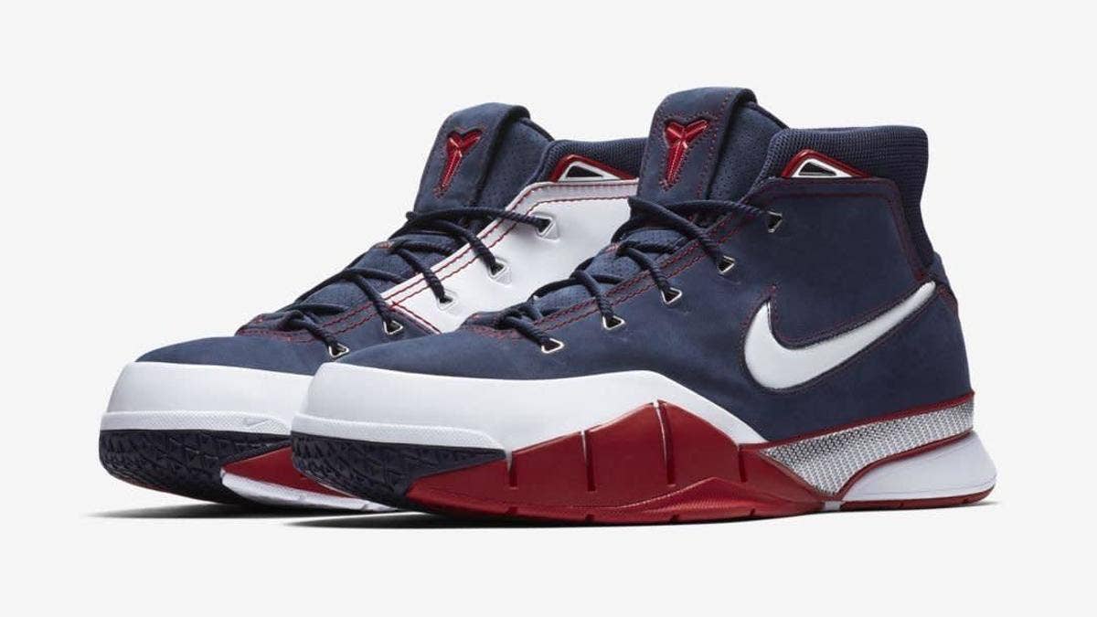 The Nike Kobe 1 Protro is back in a 'USA' themed colorway first seen back in 2006 for the athlete's first signature sneaker.  