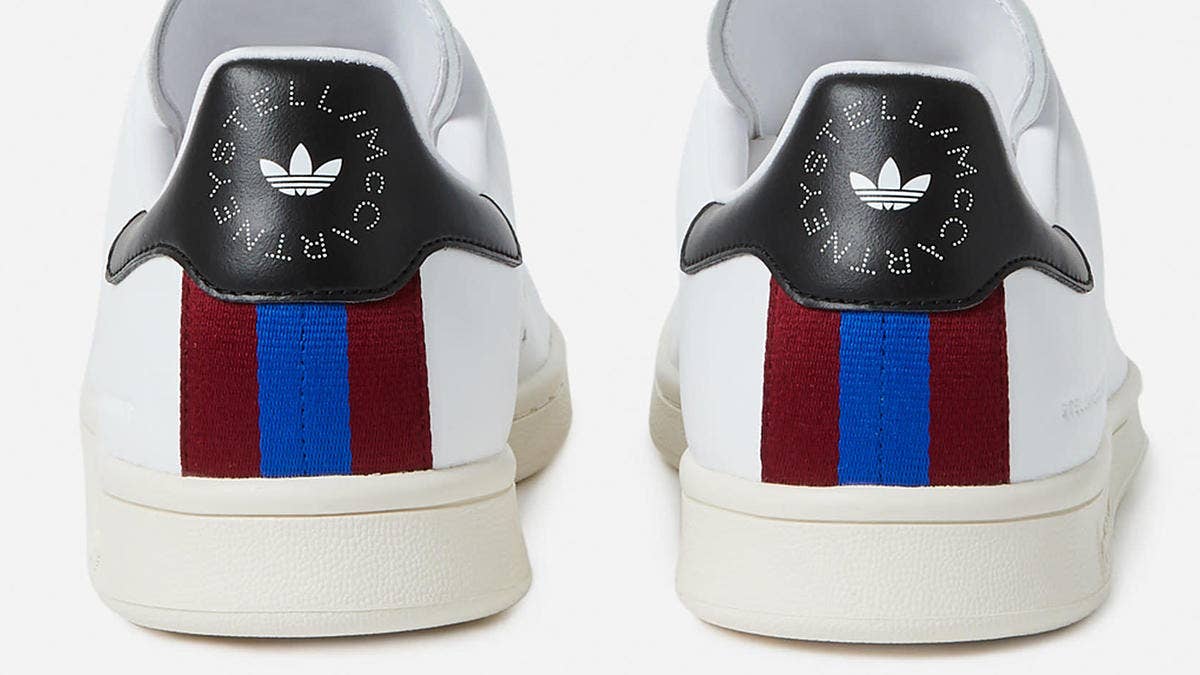 Designer Stella McCartney has crafted her own version of the iconic Adidas Stan Smith. Her first Originals collaboration is made of vegan leather and features unique branding hits throughout. 