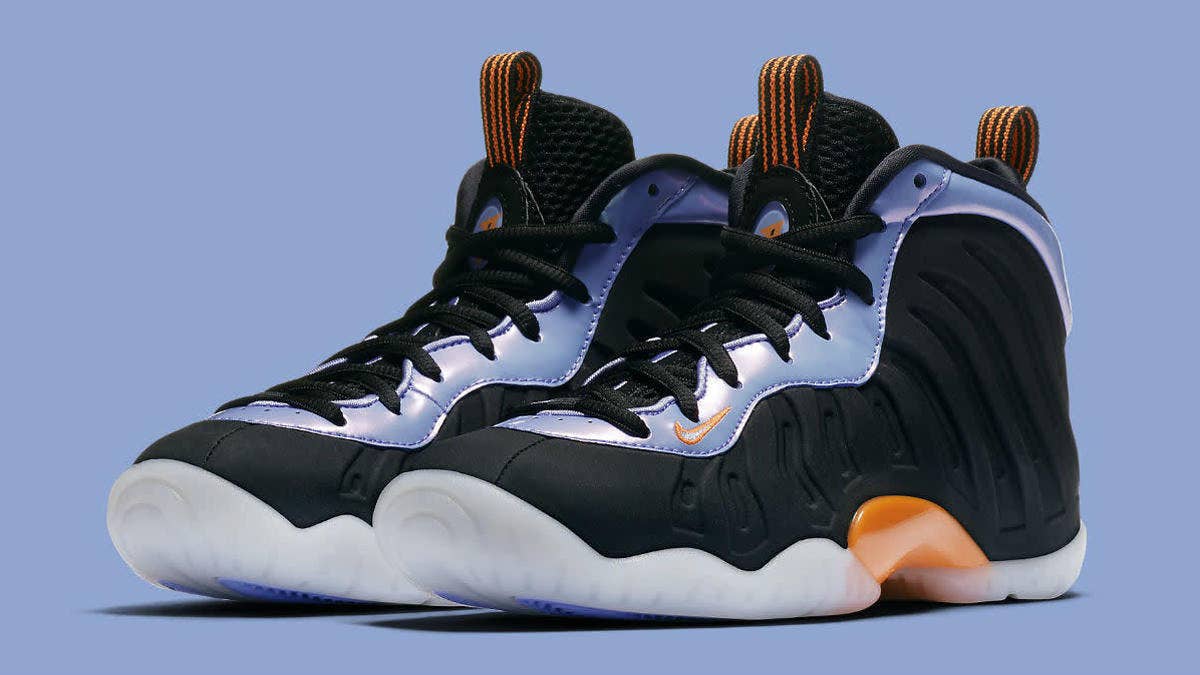 Perhaps inspired by Penny Hardaway's brief stint with the New York Knicks, the newest Nike Little Posite One for kids features a black, blue and orange palette.