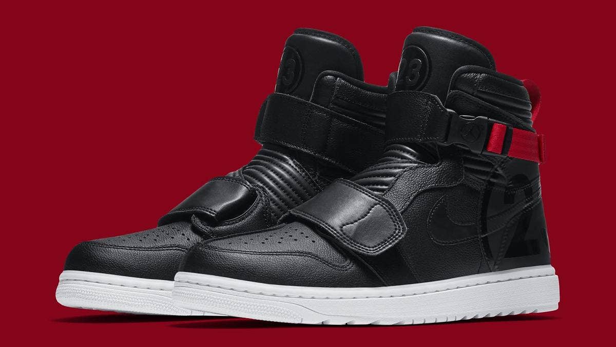 A black and red colorway has surfaced of the upcoming "Motorsports" Air Jordan 1. The pair features a black leather upper, nubuck overlays, and red accents.
