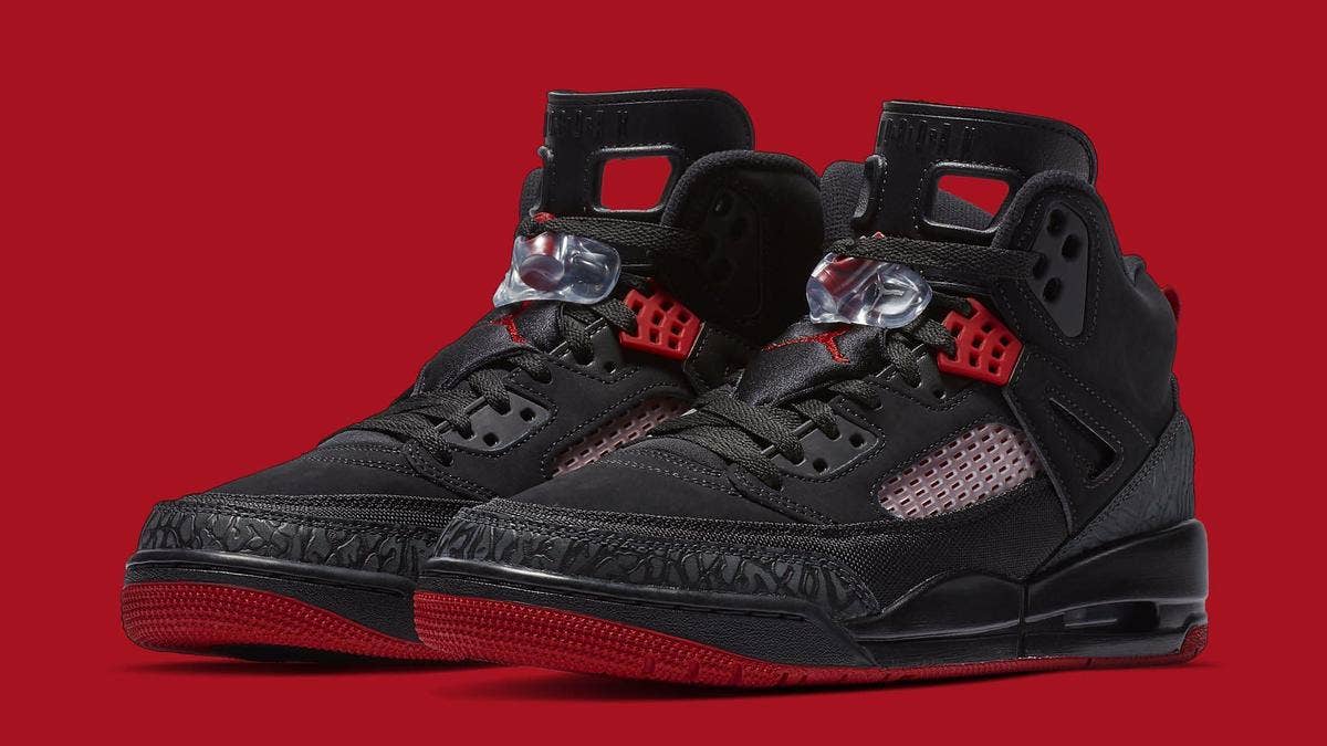 Jordan Brand is releasing a brand new Spizike colorway. The primarily black color scheme is accented with hits of red throughout.