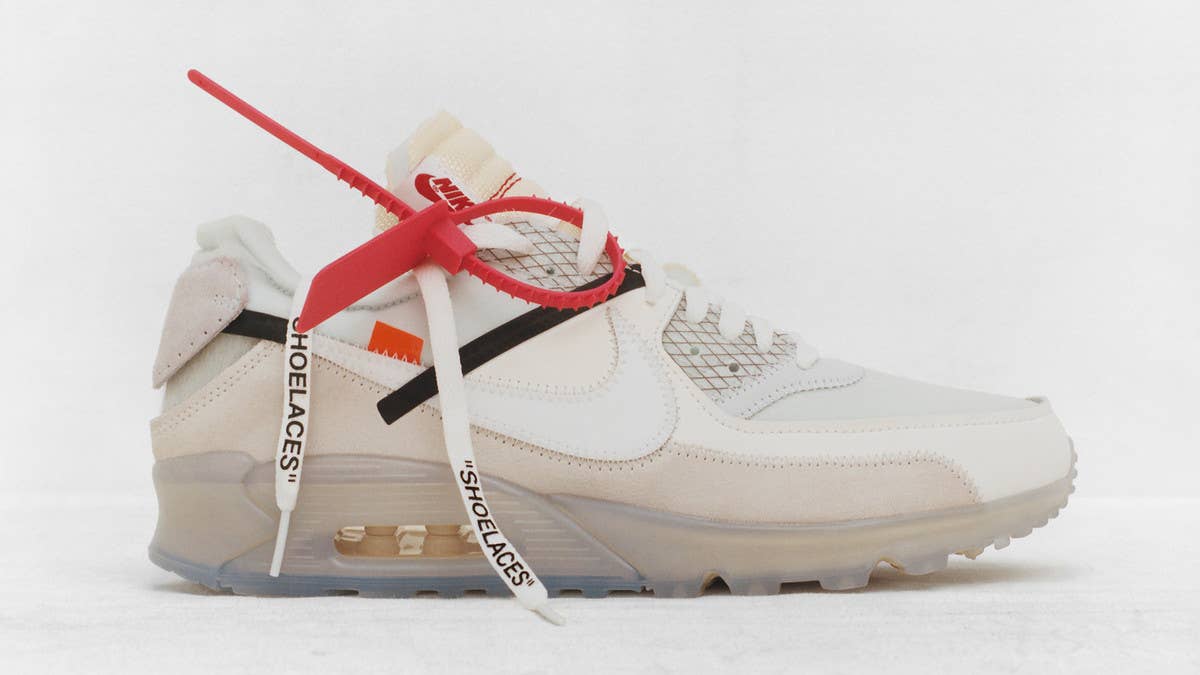 Upcoming pairs of the 'Desert Ore' and 'Black' Off-White x Nike Air Max 90 designed by Virgil Abloh are rumored to also be releasing in toddler sizing later this year.