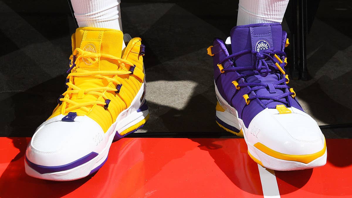 LeBron James showed up to a Summer League game wearing a never-before-seen 'Lakers' themed colorway of the Nike Zoom LeBron 3.