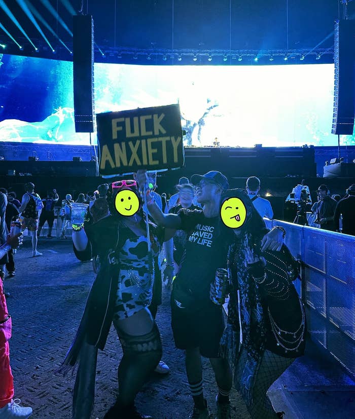 author with fellow ravers at edc