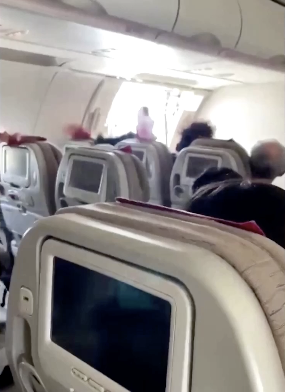 passenger video revealing inside of the cabin after Lee opened plane door