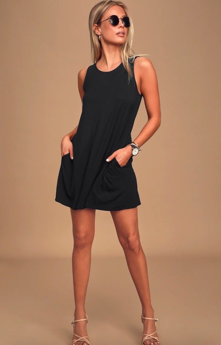 tank dress on model with pockets
