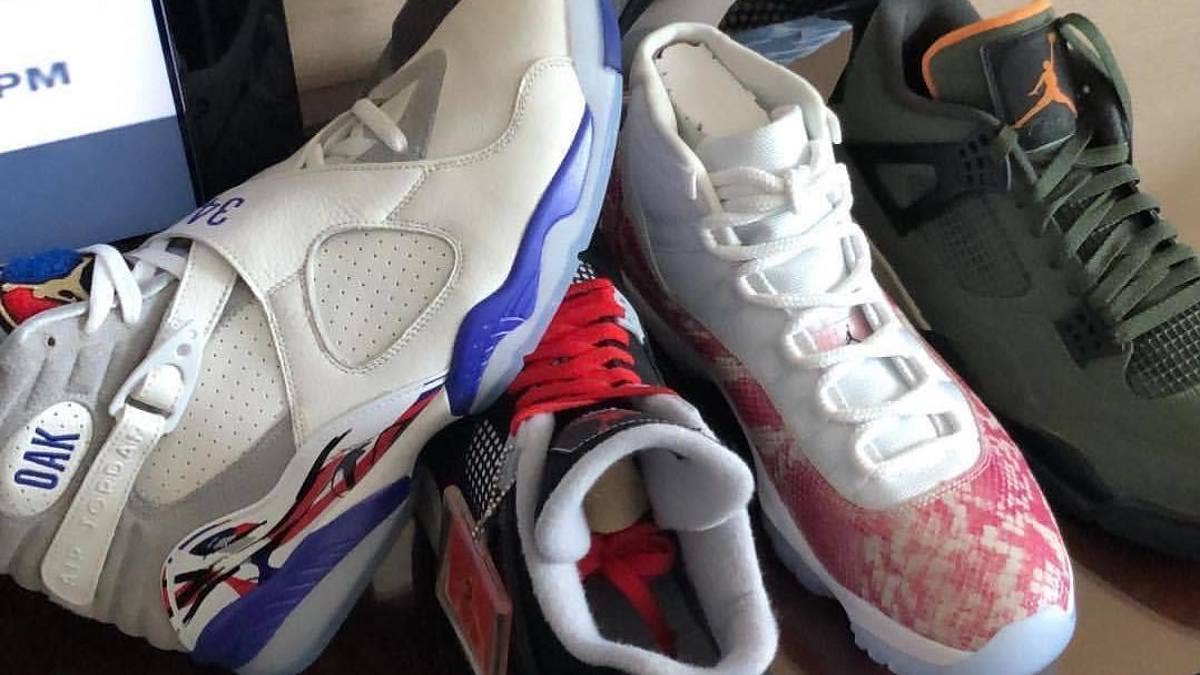 Drake's security guy shows off a bunch of the rapper's exclusive Air Jordans.