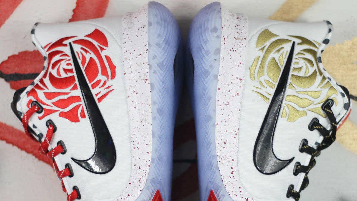 The 'Mom' Nike Kyrie 3 pays homage to the late mothers of Kyrie Irving and Sneaker Room owner Suraj Kaufman.