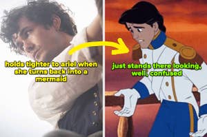 Prince Eric in the live-action The Little Mermaid vs the animated movie