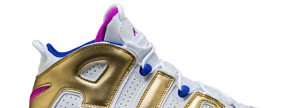 Nike air more uptempo 2025 white/fuchsia blast/met gold/racer blue