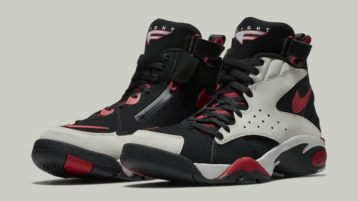 The Scottie Pippen-associated Nike Air Maestro 2 LTD arrives in a new Bulls-like colorway that features a black nubuck and grey leather upper, with gym red accents.