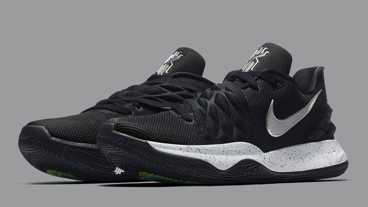 Another pair of the Nike Kyrie 4 Low has been revealed in a black and metallic silver colorway and is set to release in the coming weeks. 