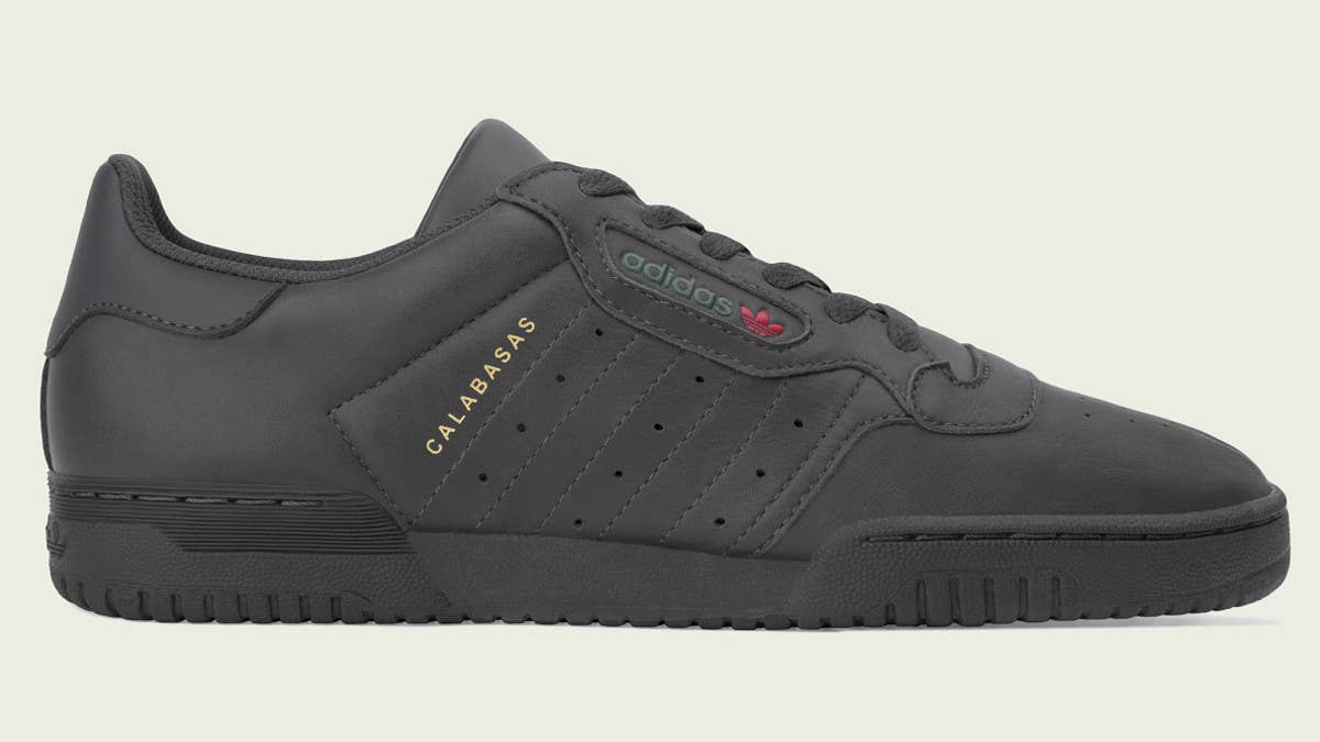 A release date for the 'Core Black' Adidas Yeezy Powerphase. 