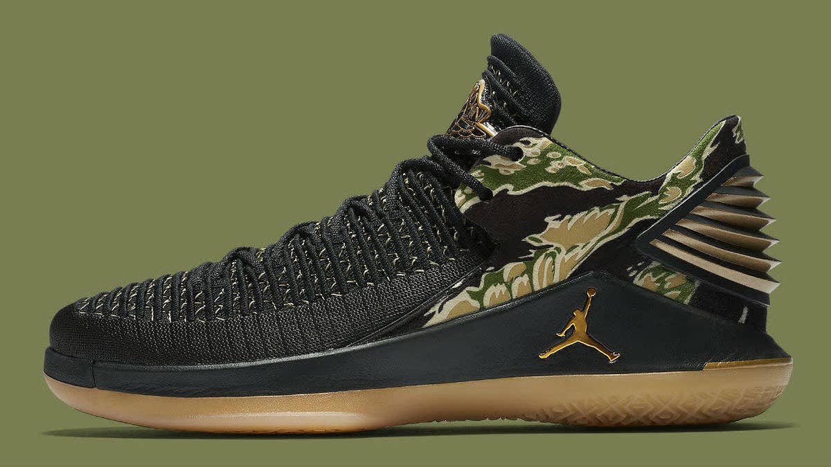 The 'Camo' Air Jordan 32 Low will release in men's sizes for $160 on January 13, 2018.