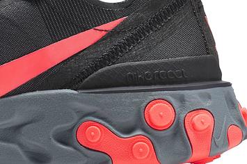 Nike React Element 55 'Black/Cool Grey/Dark Grey/Solar Red' (Detail)