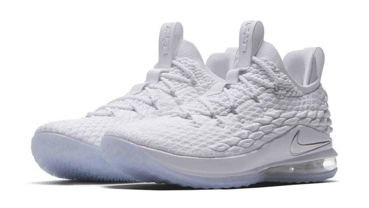 The 'White' Nike LeBron 15 Low will release on March 31, 2018 for $150.