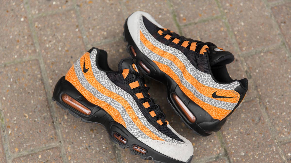 Official release information for the Size?-exclusive 'Safari' Nike Air Max 95. 