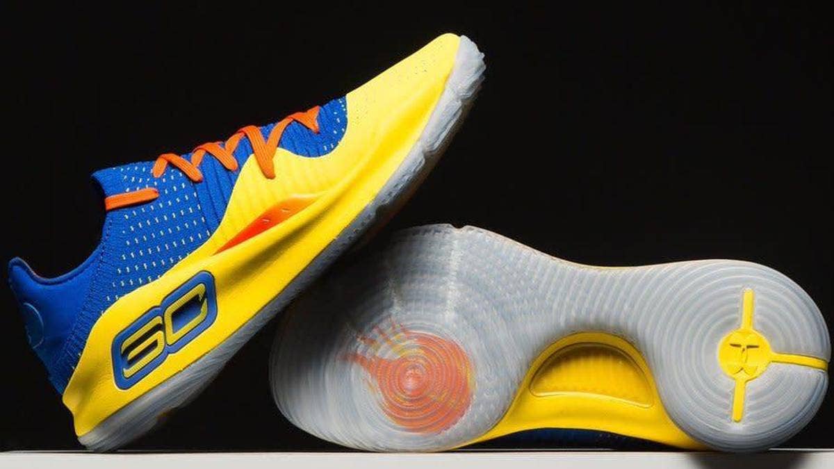 The release date for the Under Armour Curry 4 Low 'Yellow/Blue' sneakers.