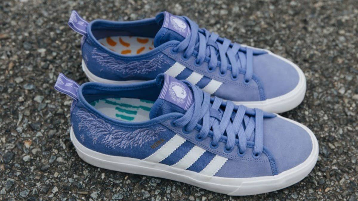 Adidas Skateboarding lets professional rider Nora Vasconcellos design her own colorway of the Adidas Matchcourt RX, which features a purple floral pattern. Find the release date here.
