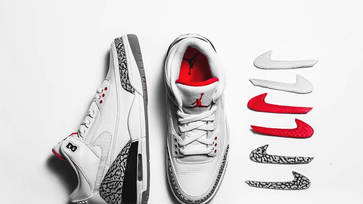 The Shoe Surgeon is offering premium animal skin Swooshes to add to your Air Jordan 3s.