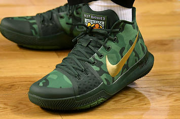 Kyrie Irving Nike Kyrie 3 Green Camo Best Buddies PE On Foot