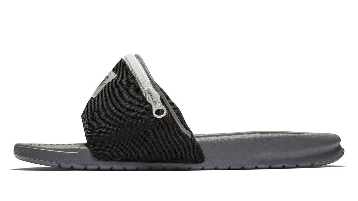 See Nike's upcoming Benassi JDI 'Fanny Pack' slides, which come with a built-in stash pouch.