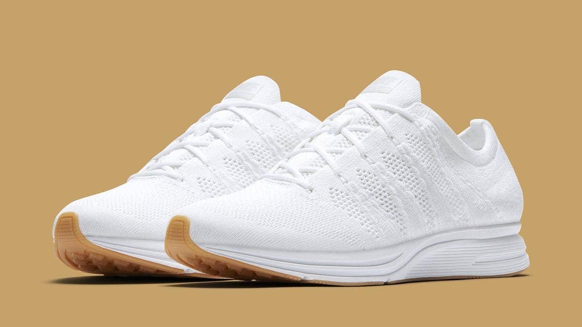Release information for the upcoming 'White/Gum' Nike Flyknit Trainer.