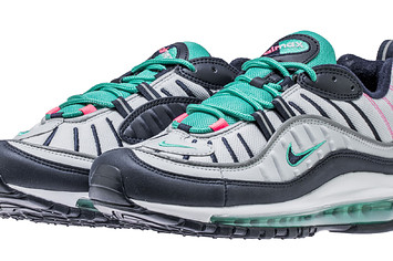 Nike Air Max 98 'Pure Platinum/Obsidian/Kinetic Green' 640744 005 (Front Pair)