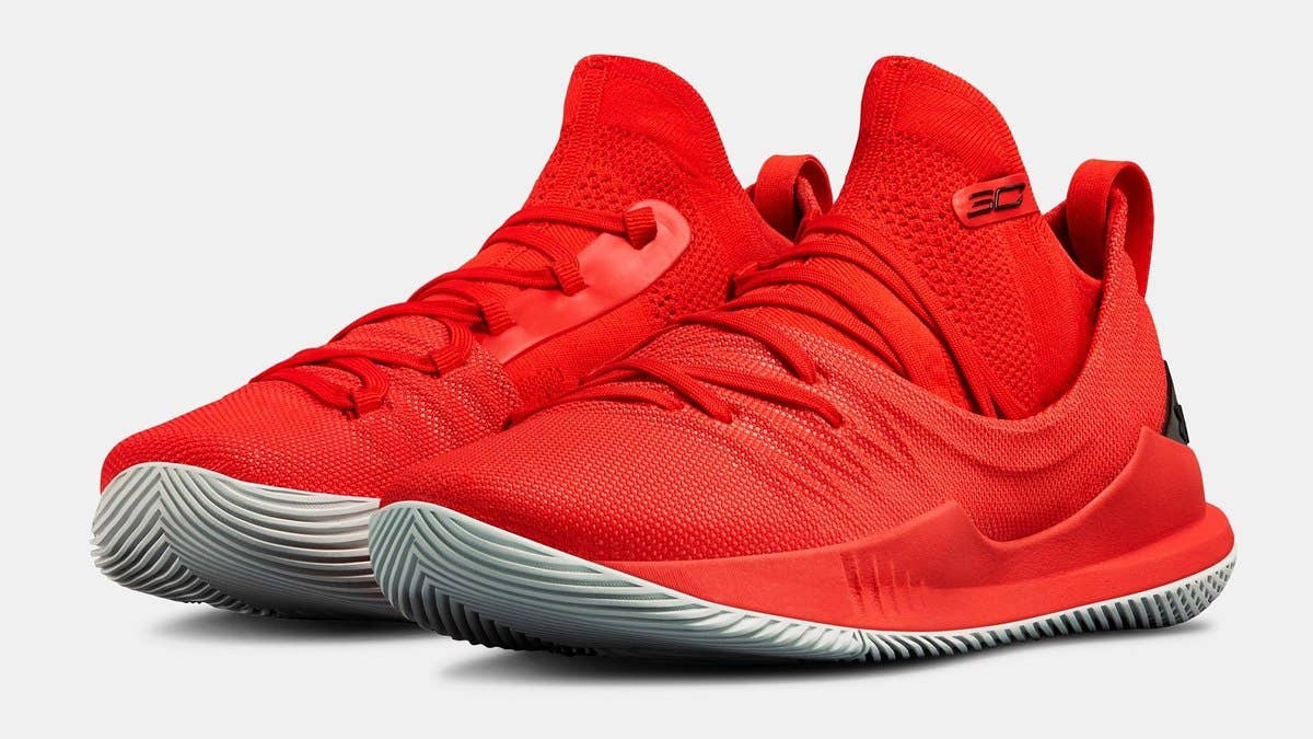 The UA Curry 5 'Fired Up' celebrates Curry's latest NBA Championship.
