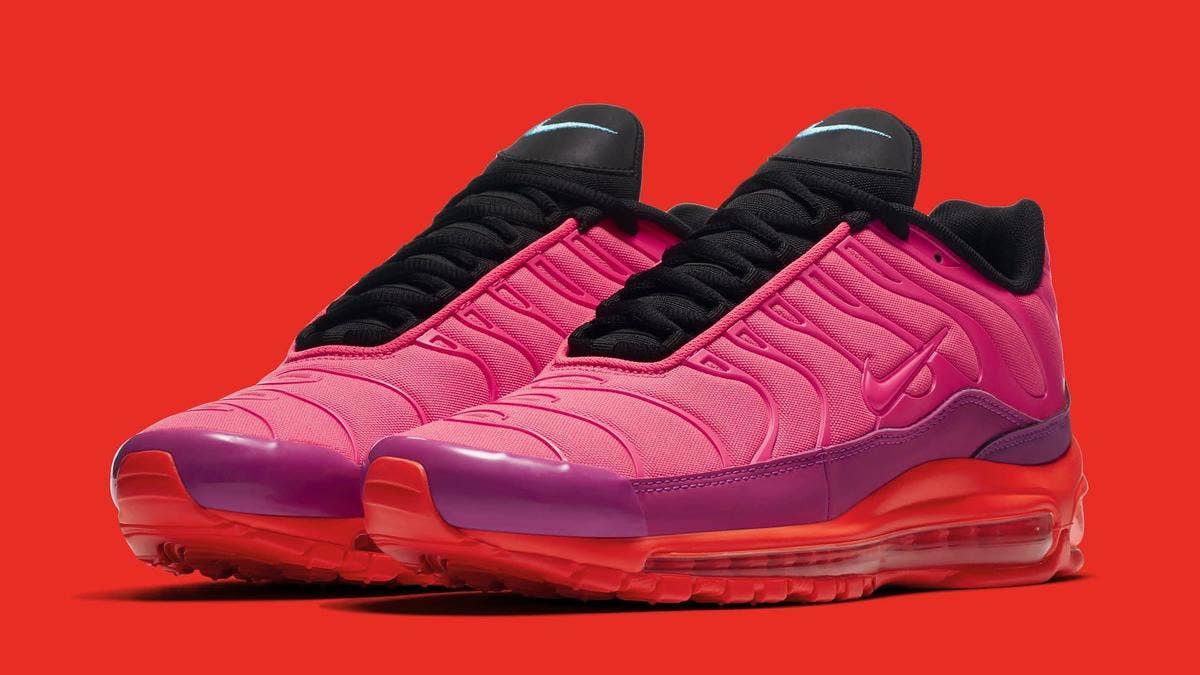 Release information for the 'Racer Pink' Nike Air Max 97 Plus and Air Max Plus 97.