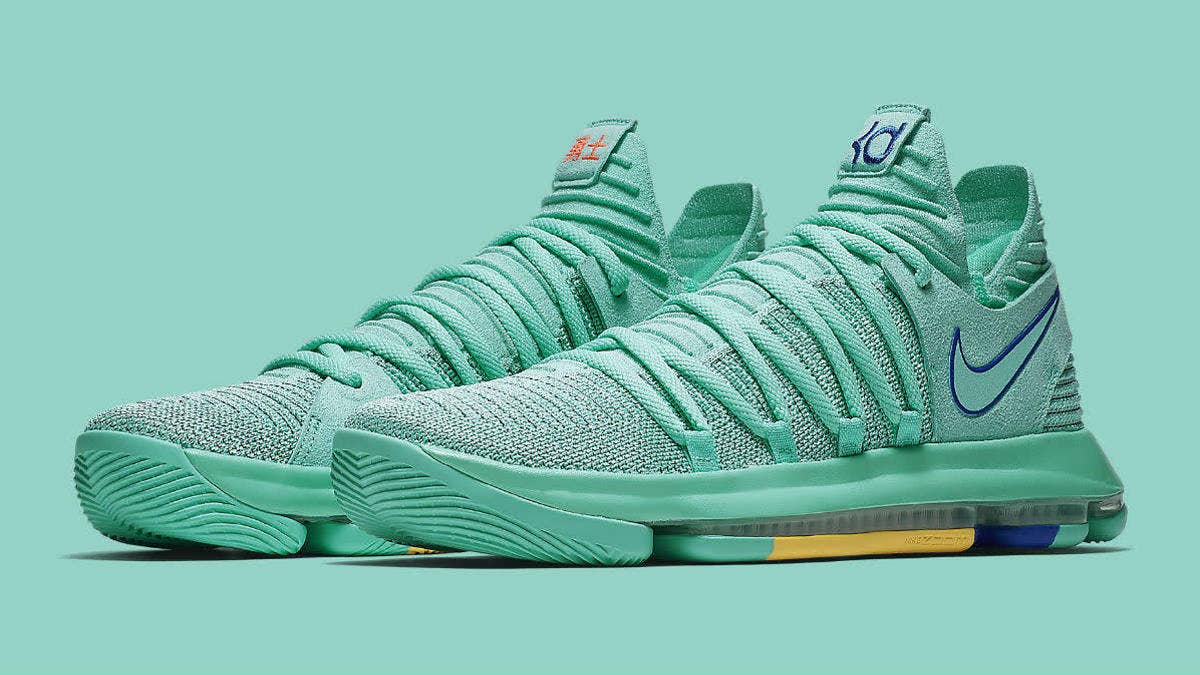 The hyper turquoise 'City Edition' Nike KD 10 will release on April 9, 2018 for $150.