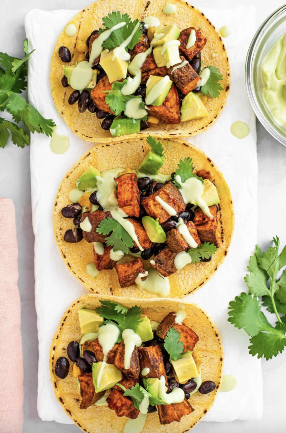 veggie tacos with cilantro