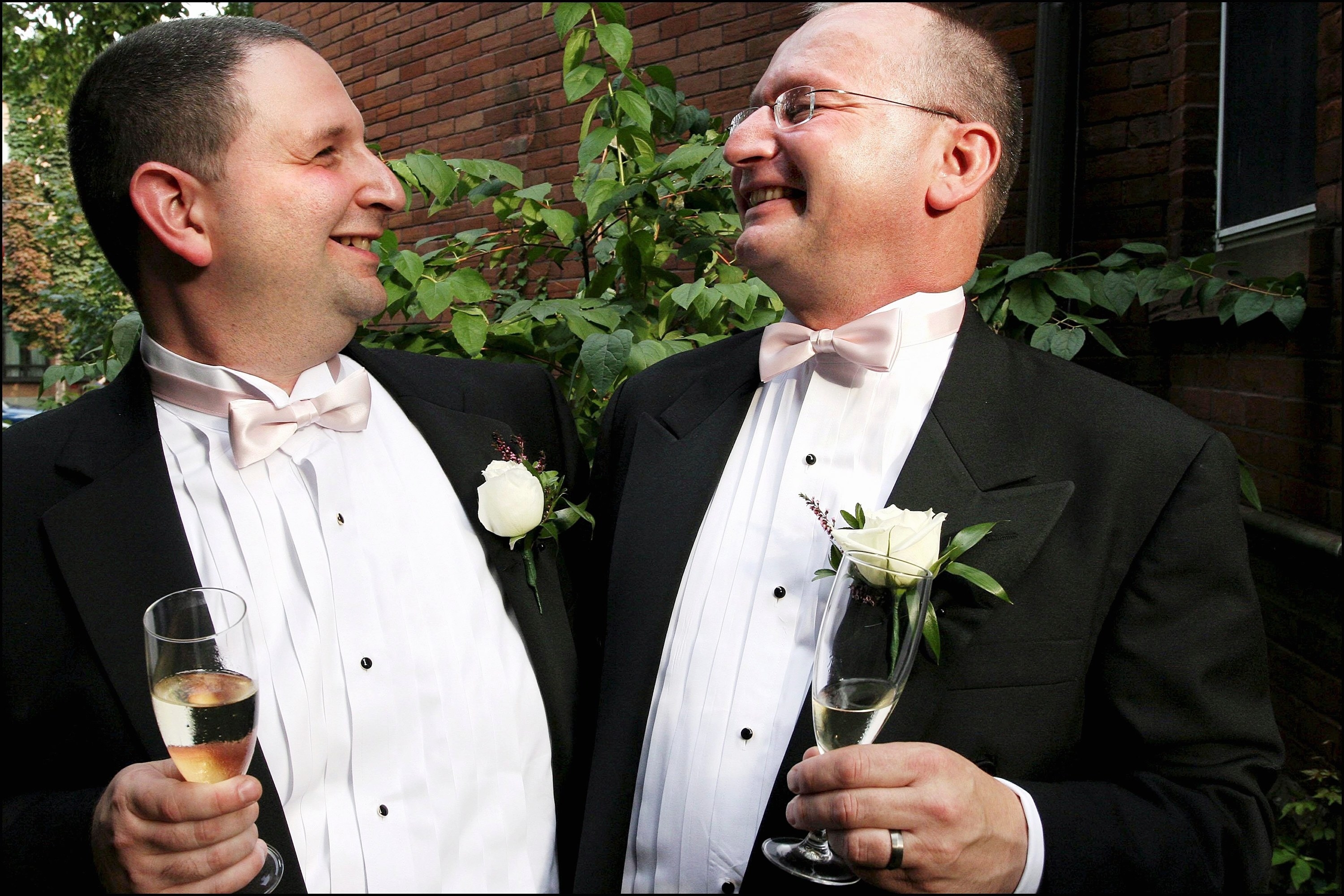 A gay couple on their wedding day in Toronto